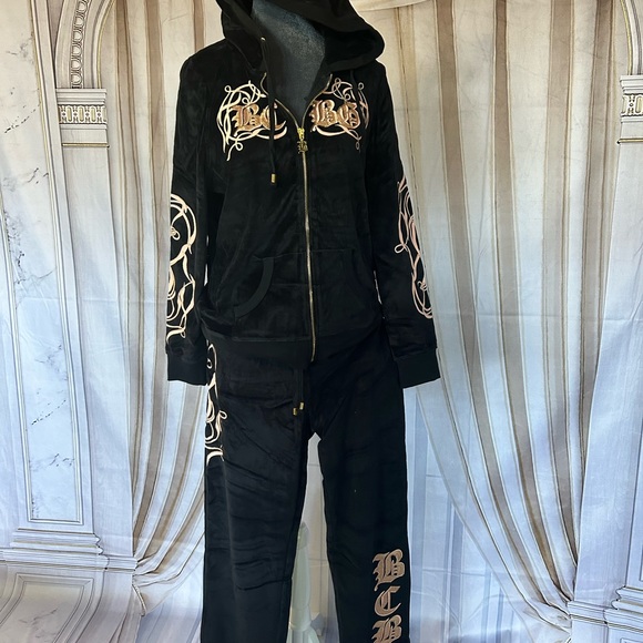 BCBG MAXAZRIA black & peach jogger 80% cotton 20% polyester - Picture 6 of 9